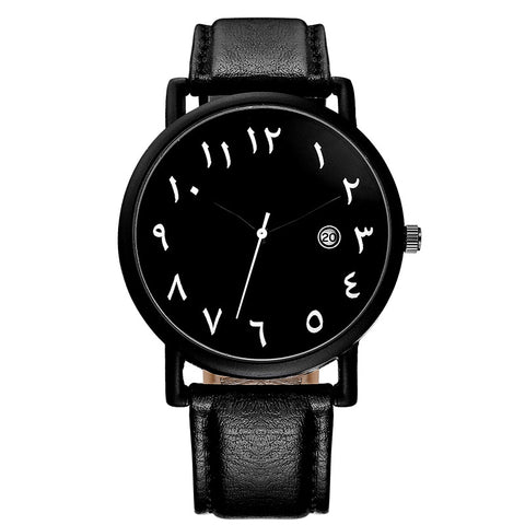 Arabic Numbers Leather Watch
