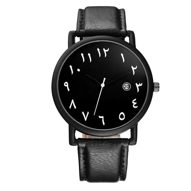 Arabic Numbers Leather Watch