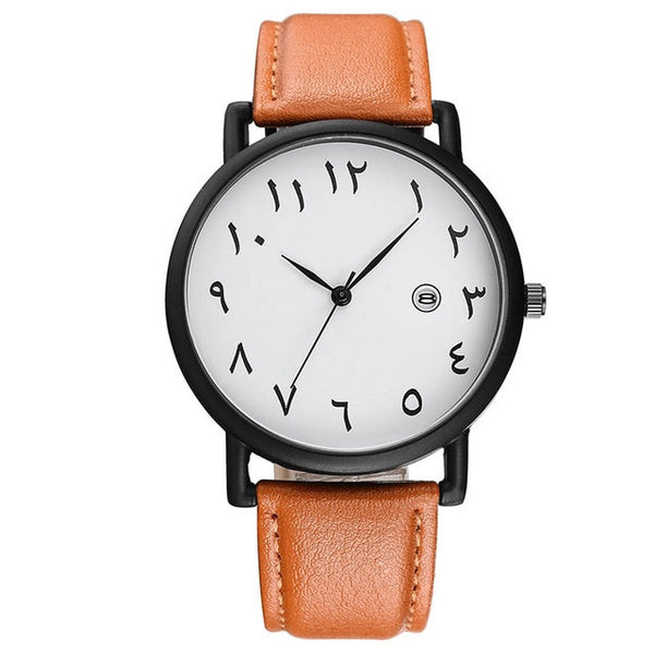 Arabic Numbers Leather Watch