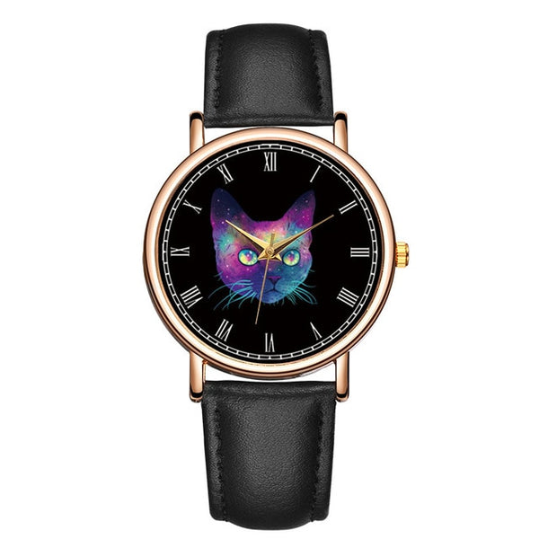 Gleaming Cat Design Watch