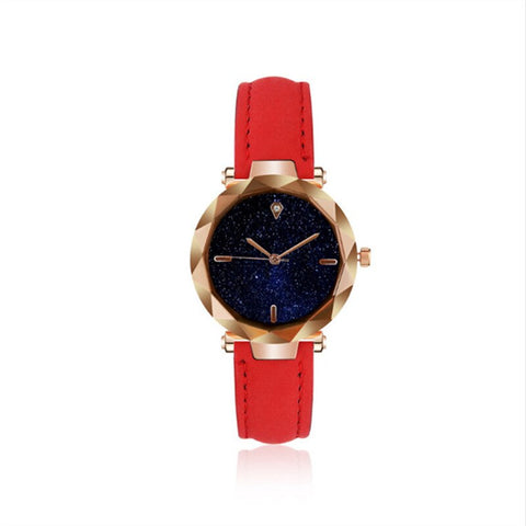 Red Leather Design Watch